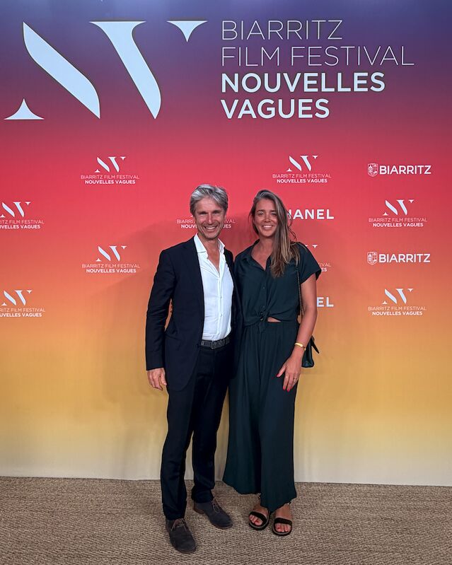 Philippe Thomine-Desmazures and Astrid Barsacq, BARNES Côte Basque, on the red carpet of the Biarritz Film Festival – Nouvelles Vagues